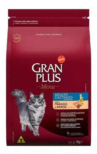 Ração Gran Plus Castrados para Gatos Adultos, diversos sabores