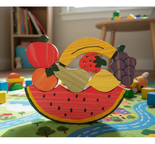 Melancia De Madeira Com Frutas Brinquedo Educativo