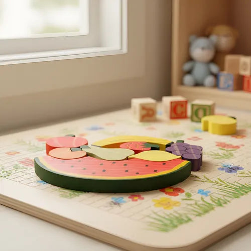 Melancia De Madeira Com Frutas Brinquedo Educativo