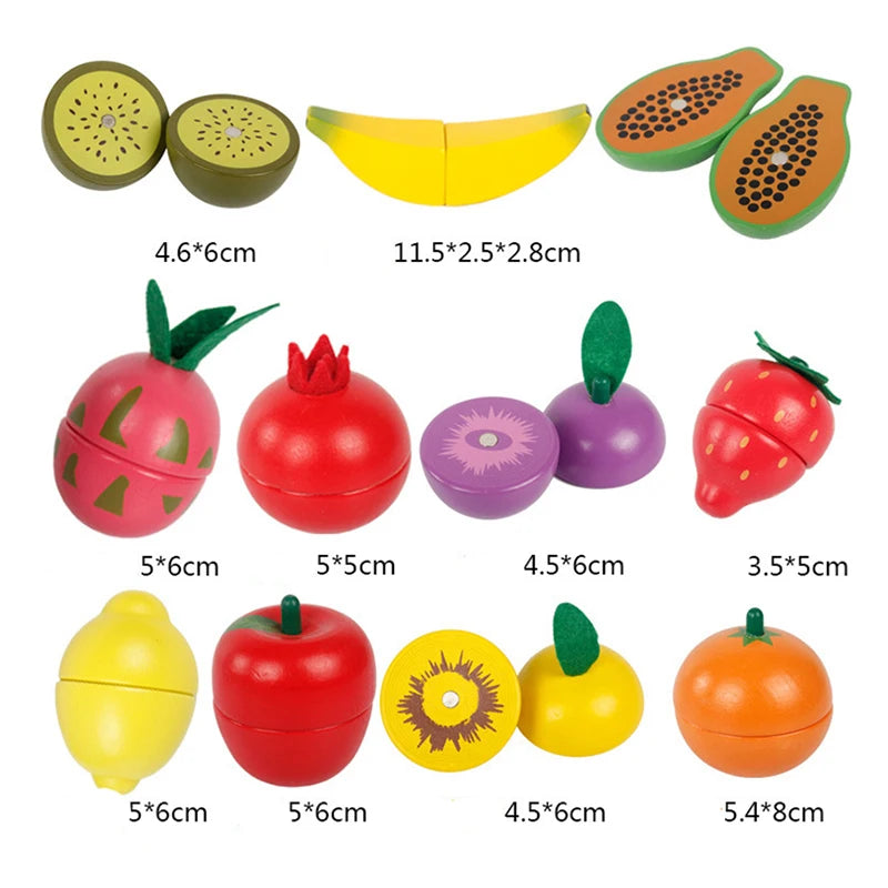 Cozinha de madeira Finja Brinquedo para Crianças, Jogo Clássico, Brinquedo Educativo Montessori, Corte de Frutas, Conjunto Vegetal, Presente Kids