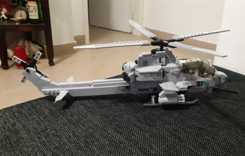 Blocos de construção de aviação da Força Aérea Brinquedos para Meninos, Avião, Helicóptero Gunship, Guerra Arma Tijolos, AH-1Z VIPER, 482 unidades