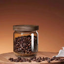 Frasco De Armazenamento De Alimentos De Vidro com Tampa De Madeira, Recipiente Selado, Pote De Doces, Feijão, Café, Macarrão, Grão, Aveia, Cozinha