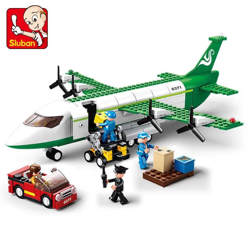 Blocos de construção de avião airbus para crianças, avião de carga urbana, aeroporto de armazenamento, brinquedos educativos criativos técnicos