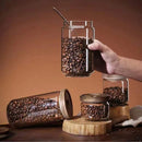 Frasco De Armazenamento De Alimentos De Vidro com Tampa De Madeira, Recipiente Selado, Pote De Doces, Feijão, Café, Macarrão, Grão, Aveia, Cozinha