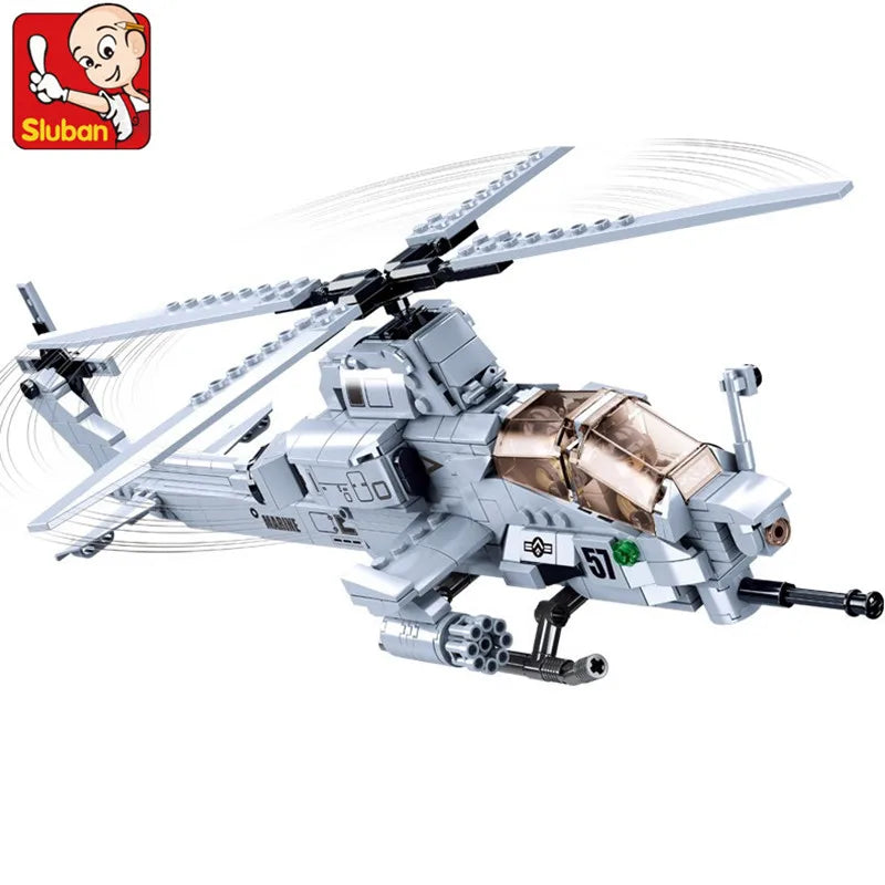 Blocos de construção de aviação da Força Aérea Brinquedos para Meninos, Avião, Helicóptero Gunship, Guerra Arma Tijolos, AH-1Z VIPER, 482 unidades
