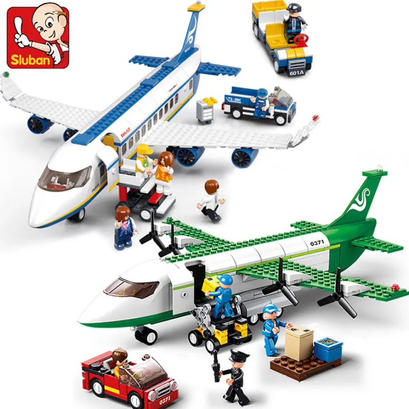 Blocos de construção de avião airbus para crianças, avião de carga urbana, aeroporto de armazenamento, brinquedos educativos criativos técnicos