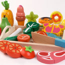 Cozinha de madeira Finja Brinquedo para Crianças, Jogo Clássico, Brinquedo Educativo Montessori, Corte de Frutas, Conjunto Vegetal, Presente Kids