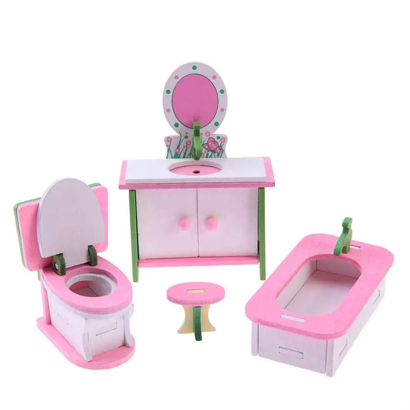 Brinquedos de móveis de casa, banho, para bonecas,  madeira, presentes de aniversário / Natal