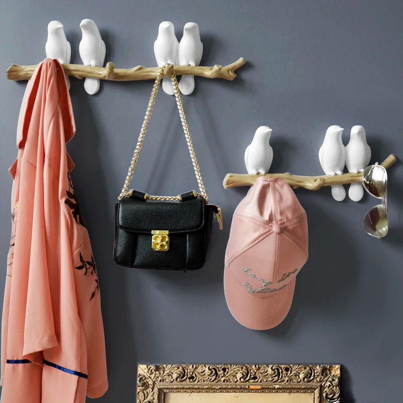 Decorações de parede acessórios para casa cabide resina pássaro h chave gancho cozinha casaco roupas toalha chapéu bolsa titular