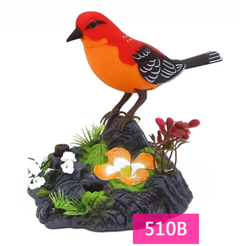Aves decorativas, controle de voz e som, para gaiola de pássaros, brinquedo para animais, jardim, presentes de brinquedo para crianças
