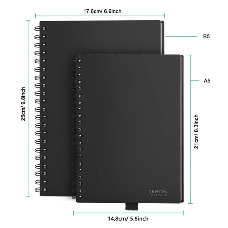 Caderno Inteligente Reutilizável A5/B5 – Apagável, Com Caneta, Ideal para Estudos, Escritório e Desenhos