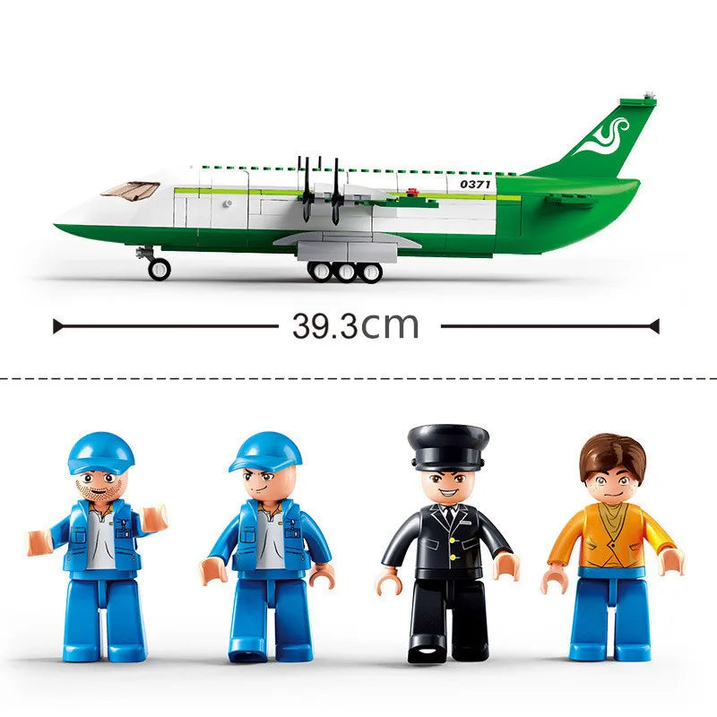 Blocos de construção de avião airbus para crianças, avião de carga urbana, aeroporto de armazenamento, brinquedos educativos criativos técnicos