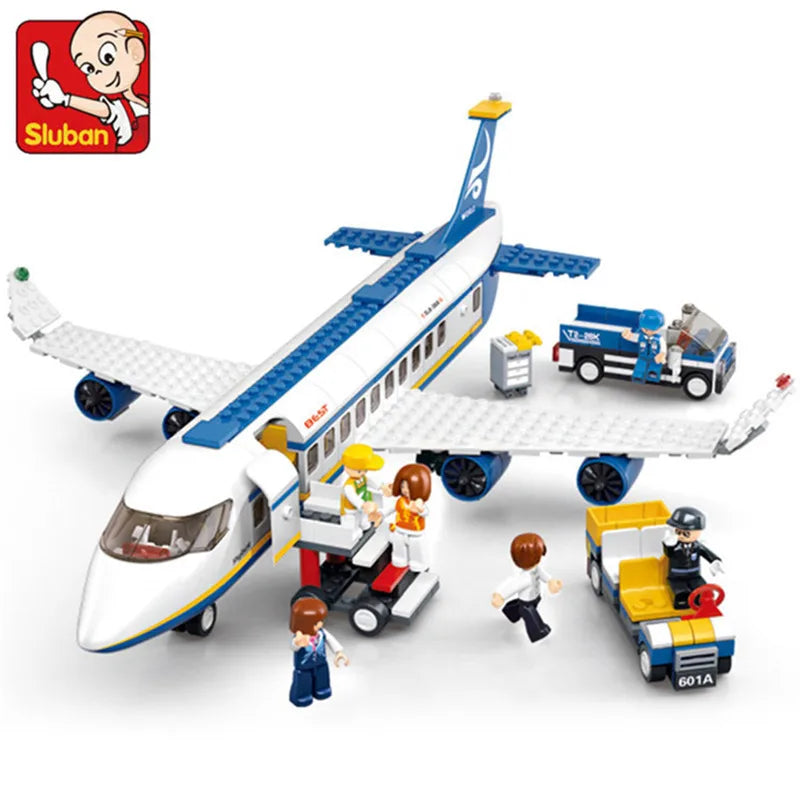 Blocos de construção de avião airbus para crianças, avião de carga urbana, aeroporto de armazenamento, brinquedos educativos criativos técnicos