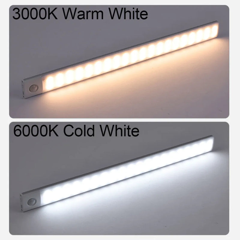 Sensor de movimento sem fio LED, USB recarregável, Lâmpada para guarda-roupa, Iluminação para a Casa