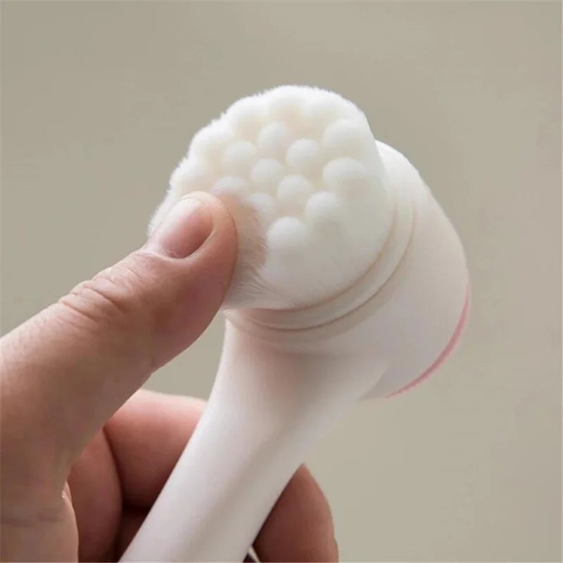 Dupla face Silicone Facial limpeza escova, massagem manual, cerdas macias esfoliante, lavagem facial, 3D