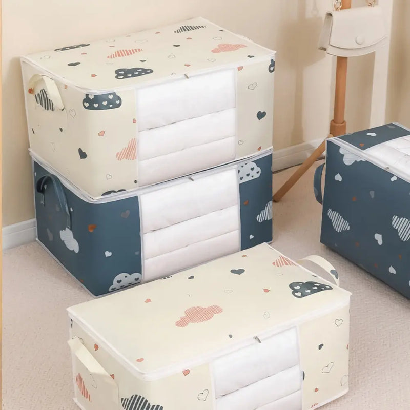 Organizador dobrável da cópia dos desenhos animados para a roupa, saco do armazenamento, cobertor, colcha, suéter, caixa, durável, armário do inverno
