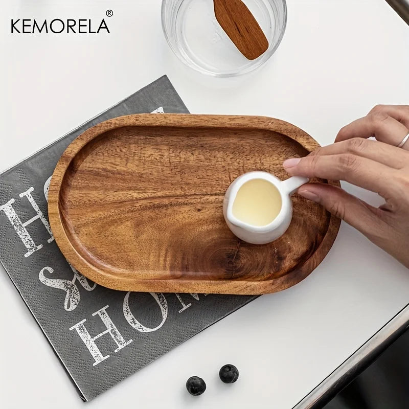 Placa De Sobremesa Redonda De Madeira Maciça, Bandeja De Madeira De Estilo Japonês, Para a Cozinha, 1Pc