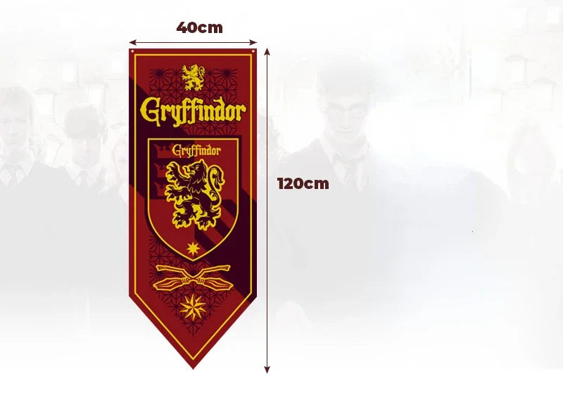 Bandeira temática Harry Potter, filme de Hogwarts, decoração de festa interior, brinquedos infantis presentes, Sonserina, Grifinória, Lufa-Lufa, Corvinal