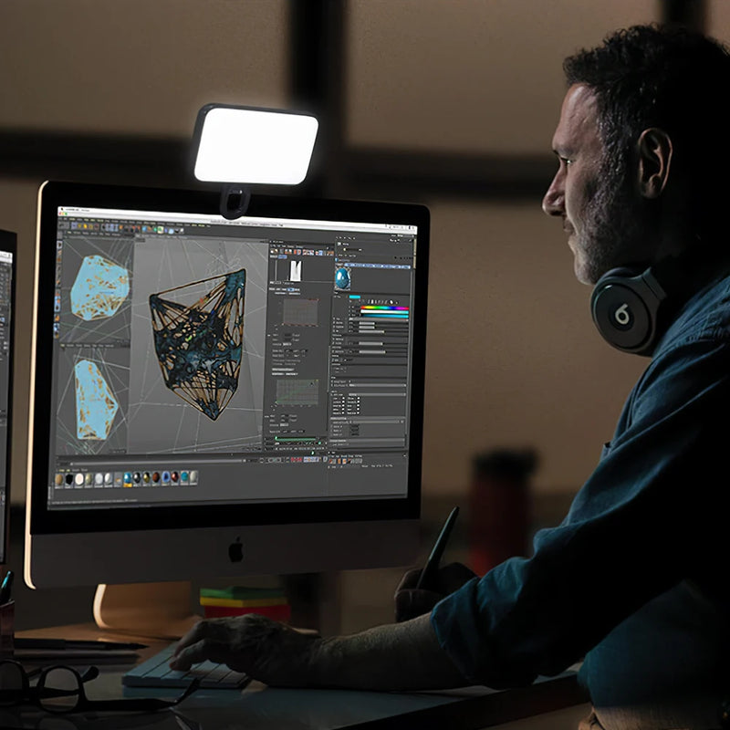 Mini Ring Light LED Recarregável – 3 Níveis de Luz para Selfie, Celular e PC