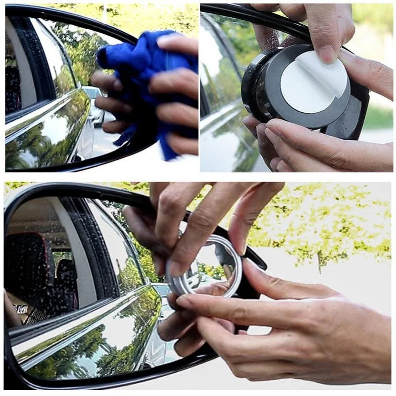 Espelho auxiliar de visão traseira convexo, rotação de 360 graus, grande angular, quadro redondo, ponto cego, novo, 2pcs