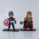 8 Pcs/Pack Super Hero Q Ver. Figure Iron Spider Man Thor Black Panther Hulk 10cm Character Model Dolls Car Ornaments