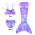 Conjunto de 3 Peças de Fantasia de Sereia para Meninas - Maiô Infantil para Festa na Piscina e Cosplay (4 a 13 anos)