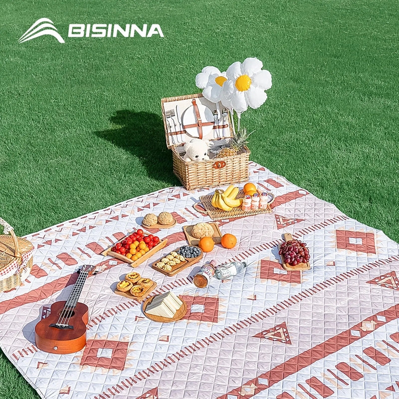 BISINNA -  Tapete de Piquenique com Tecnologia Ultrassônica, Acampamento Ao Ar Livre, Dobrável, Portátil, Lavável na máquina