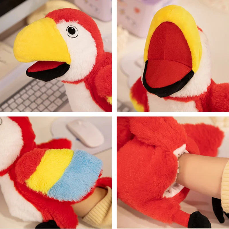Brinquedo de pelúcia para bebê, boneca macia, papagaio, coruja, águia, flamingo, pavão, copaly, brinquedos educativos, fantoche de dedo