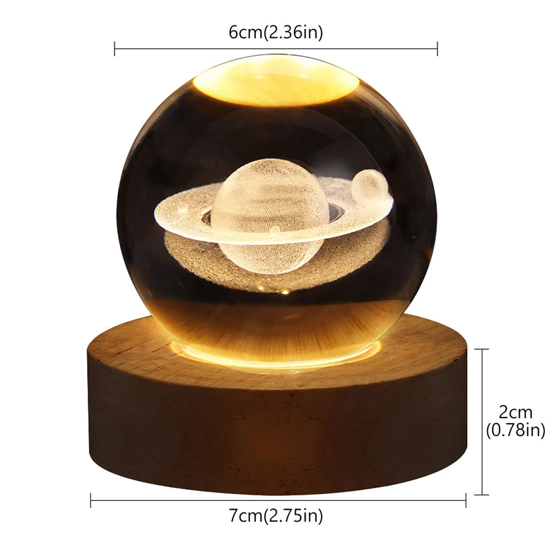 Abajur do espaço 3D, lâmpada de cabeceira planetária brilhante para quarto, decoração de mesa, presente criativo
