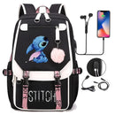 Mochila Escolar Disney Lilo & Stitch – Mochila com Carregamento USB para Meninos e Meninas