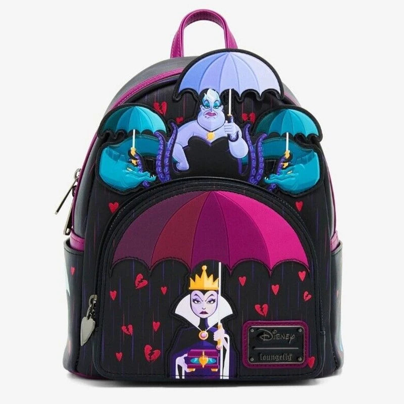 Beauty and The Beast Belle Lenticular Mini Backpack Villains Evil Queen Apple Womens Double Strap Shoulder Bag Purse