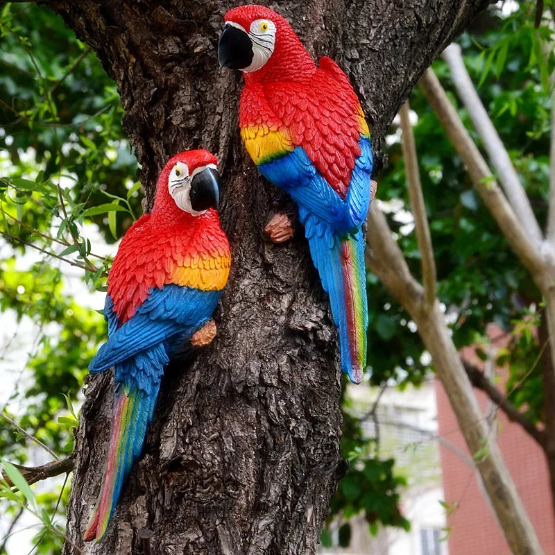 Estátua de Arara montada para jardim ao ar livre ou árvore, decoração, escultura de aves
