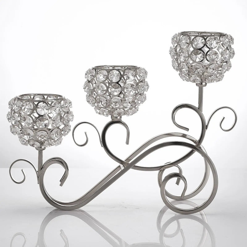 Suporte De Vela De Cristal, 3 Braços, Suporte De Vela De Aniversário, Festa De Casamento, Decoração