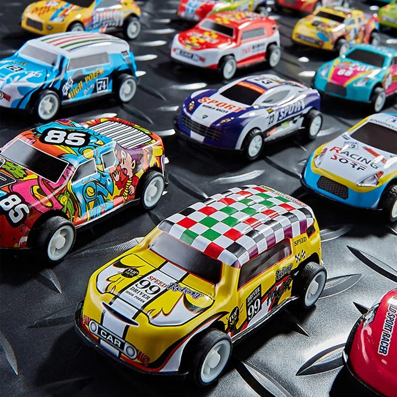 Conjunto de mini modelo de carro em liga metálica com caixa de armazenamento, carros fundidos, brinquedos para meninos, veículo de inércia deslizante, kit de brinquedos infantis