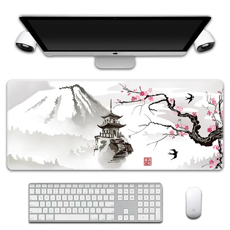Sakura - Mousepad grande para teclado + mouse, para computadores desktop