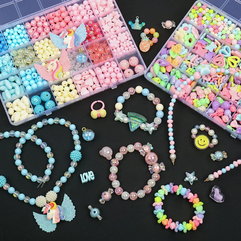 DIY Handmade frisado brinquedo para crianças, Criativo Loose Spacer Beads, Artesanato Making, Pulseira, Colar, Kit Jóias, Girl Gift, 500pcs