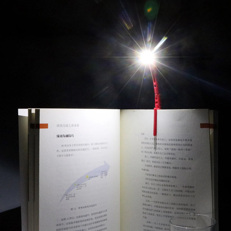 Lâmpada de leitura de clip flexível para kindle / livro, luz LED dobrável, com bateria