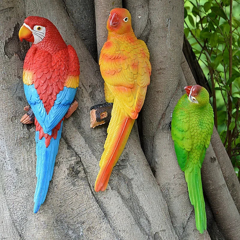 Estátua de Arara montada para jardim ao ar livre ou árvore, decoração, escultura de aves