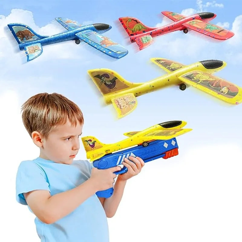 Brinquedos de avião catapultado para crianças, aviões lançadores, tiro artilheiro, brinquedos ao ar livre para meninos e meninas, presentes de aniversário e Natal