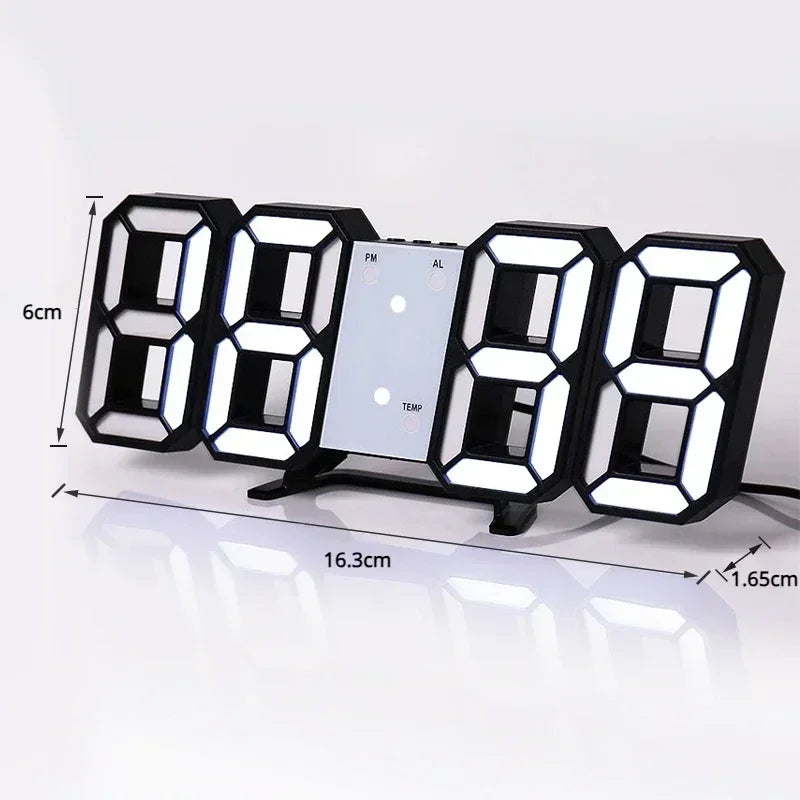 3D led relógio digital decoração de parede brilho modo noturno decoração para quarto relógio eletrônico ajustável decoração da sala estética