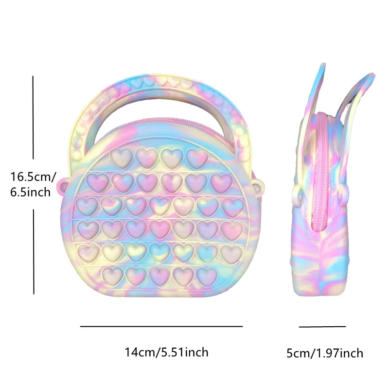 Pop bolsa de silicone sensorial push pop bolha saco crossbody antiestresse brinquedos reliver autismo bolsa moeda para crianças
