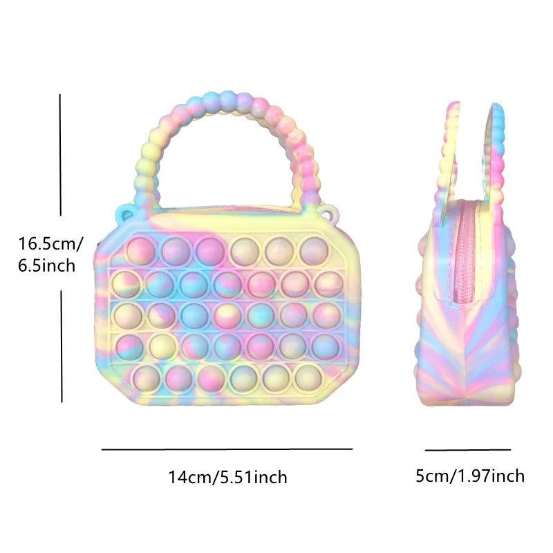 Pop bolsa de silicone sensorial push pop bolha saco crossbody antiestresse brinquedos reliver autismo bolsa moeda para crianças