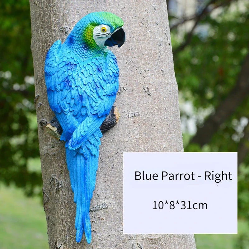 Estátua de Arara montada para jardim ao ar livre ou árvore, decoração, escultura de aves