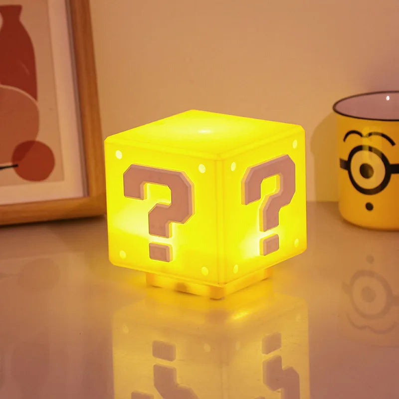 Super Mario Bros LED Night Light para crianças, ponto de interrogação, brinquedo do jogo, lâmpada de mesa, carregamento USB, presente de aniversário para crianças