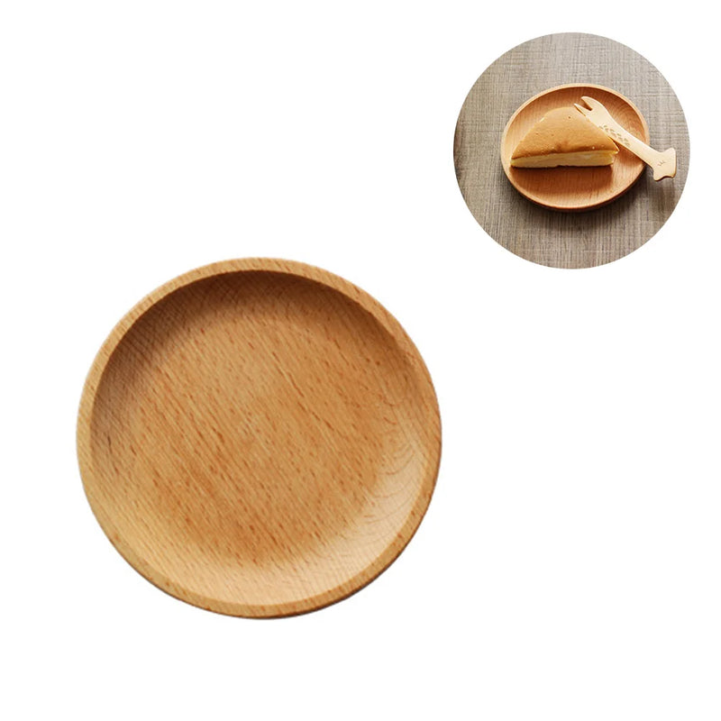 Placa Redonda de Madeira de Estilo Japonês, Bandeja, Acessórios De Cozinha, Sobremesa, Lanches, 12 cm