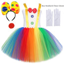 Fantasia de Palhaço Arco-Íris para Meninas - Vestido Tutu Divertido para Halloween, Aniversário e Carnaval