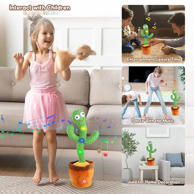 Recarregável Cacto Dançante e Falante, Captus Dançante Brilhante, Registro USB, Peixe Swing, Parlanchin Espanhol, Brinquedo para Bebê