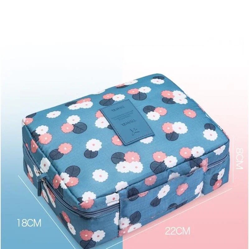 Bolsa de cosméticos portátil para mulheres, organizador de maquiagem, armazenamento de higiene pessoal, zíper impermeável, multifunções