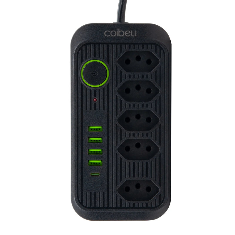 Extensão Elétrica 2M 110-220V com USB e USB-C – Ideal para PC e Eletrônicos