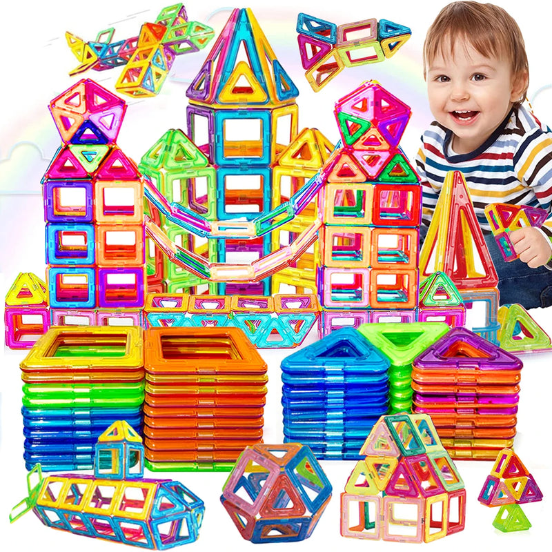 Blocos de construção magnéticos para crianças, tamanho grande e tamanho mini, ímãs DIY, Designer Construction Set, presentes para crianças